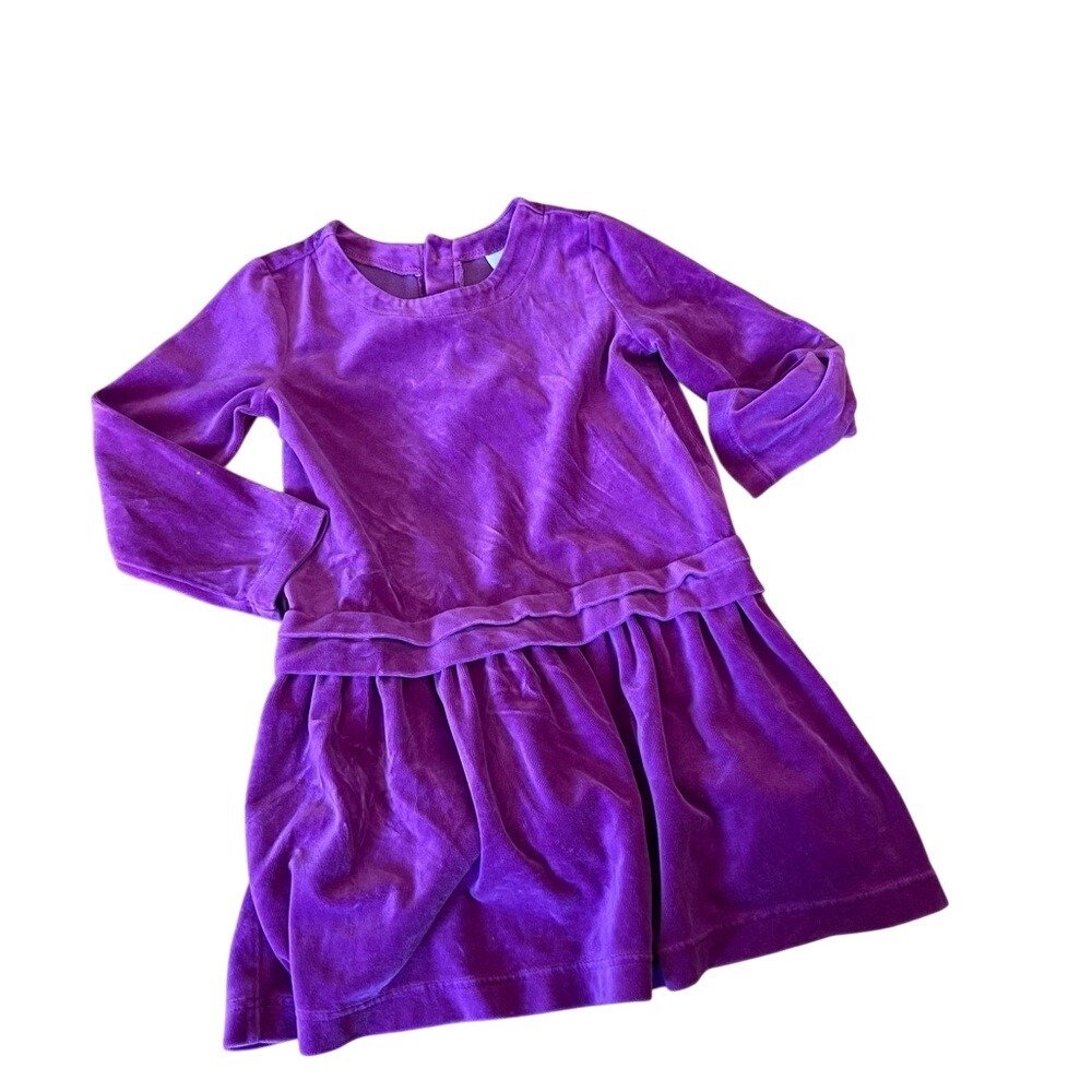Hanna Andersson purple velour tiered‎ youth dress
